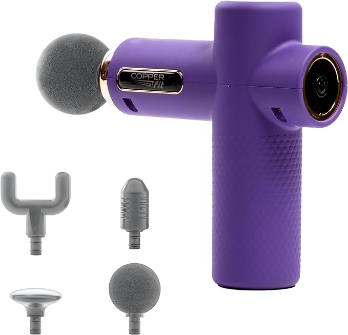Copper Fit Massage Gun, Rechargeable with 4 Massage Attachments You