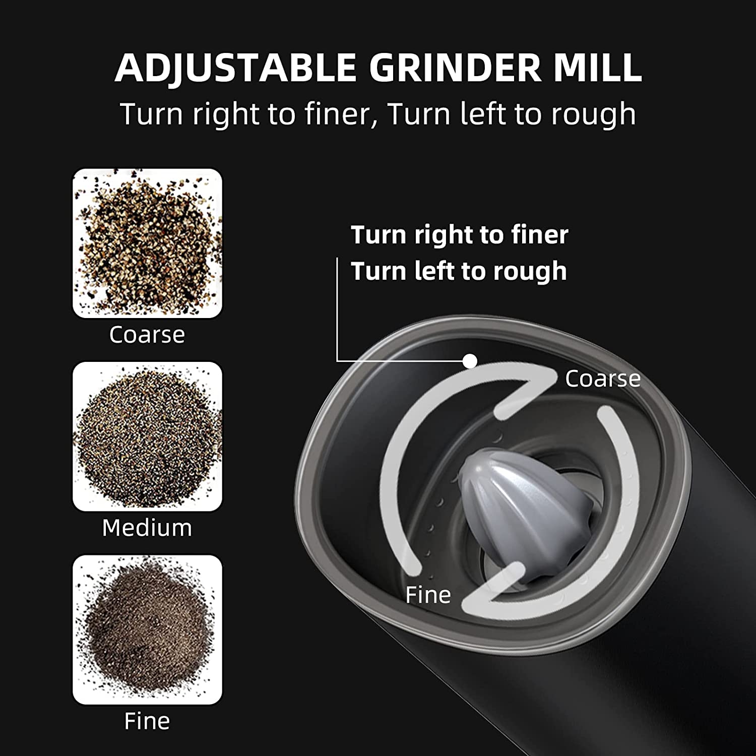 Rocyis Electric Salt and Pepper Grinder-Gravity Automatic Spice Mill ...