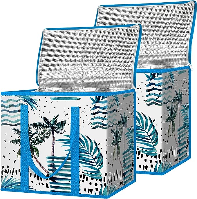 Cididu 4 Pack Insulated Reusable Grocery Bags, X-Large Foldable Cooler Bag With