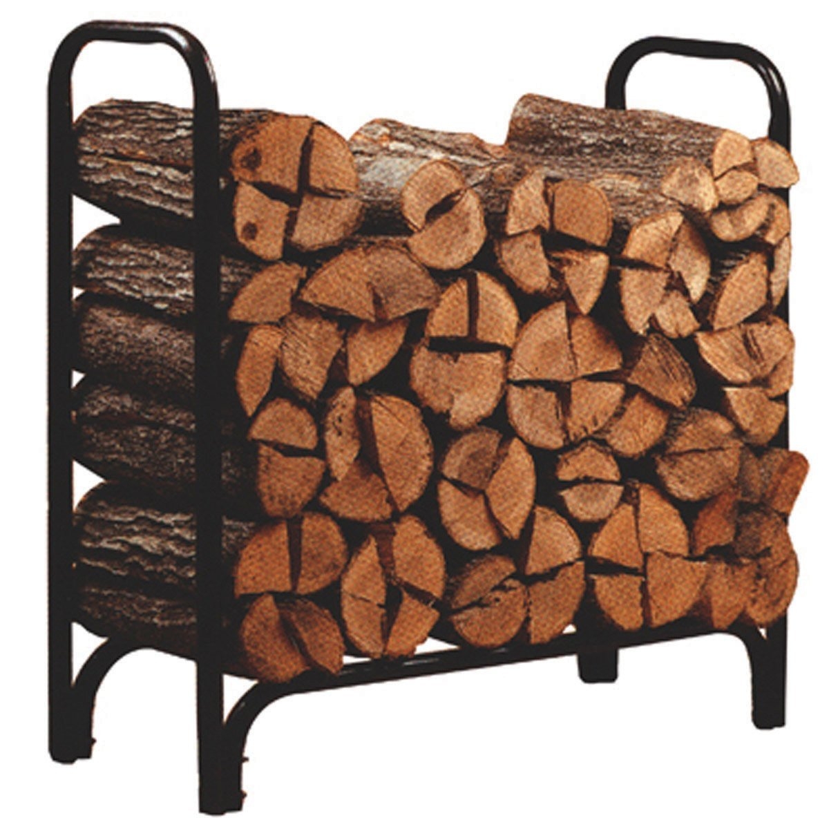 Black Powder Coated Steel Firewood Log Rack – 4ft | 5559