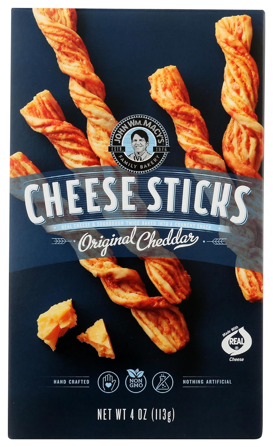 JOHN MACYS Cheesesticks Original Cheddar, 4 OZ Cheddar Cheese cheesestra